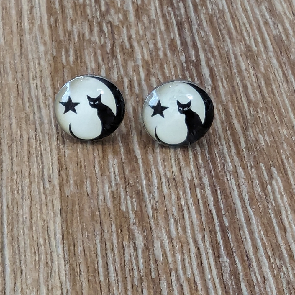 🎃Halloween Cat & star stud earrings